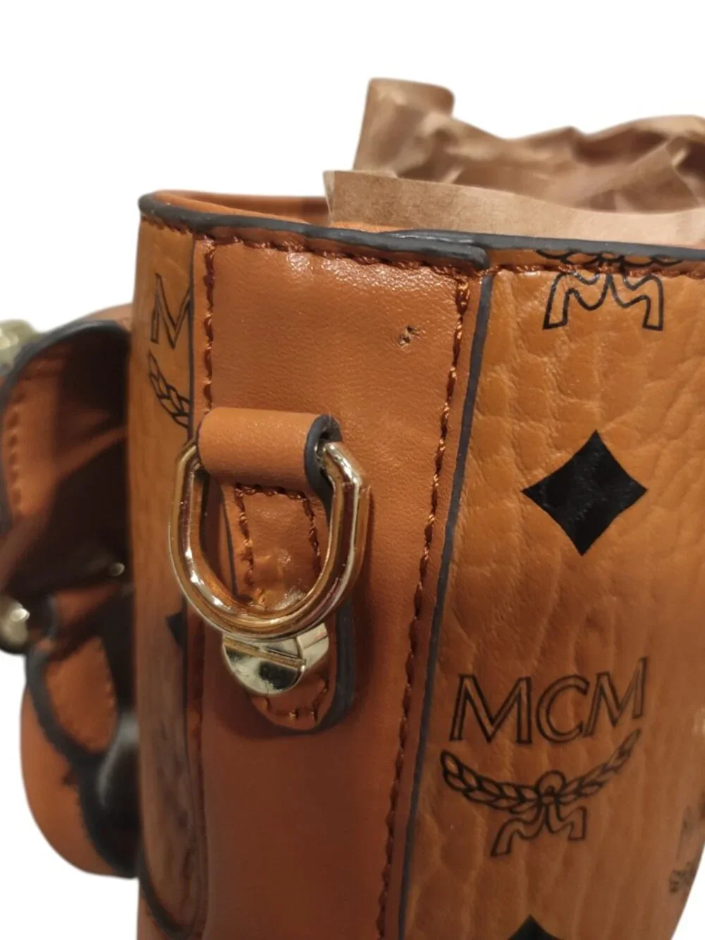 MCM Mini Bag Purse Brown/Cognac Klassik Crossbody in Visetos (missing strap)